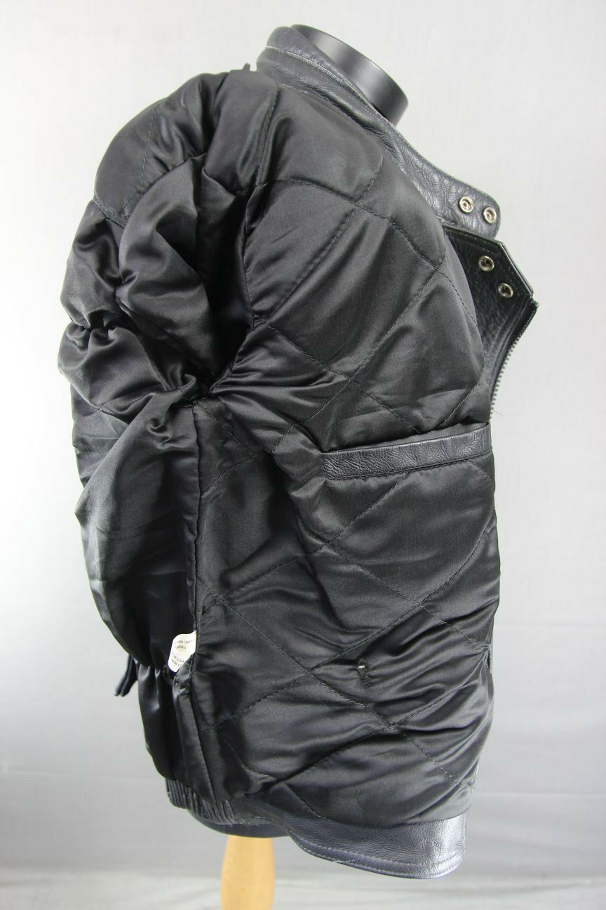 CLASSIC SPORTEX BISON BLACK COWHIDE LEATHER BIKER JACKET 38 INCH