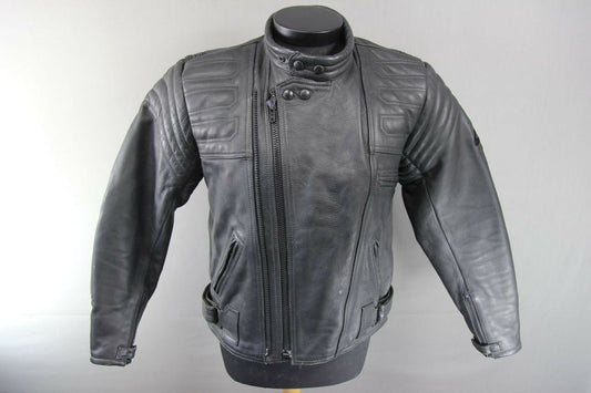 CLASSIC JUST BIKERS BLACK LEATHER BIKER JACKET 38 INCH