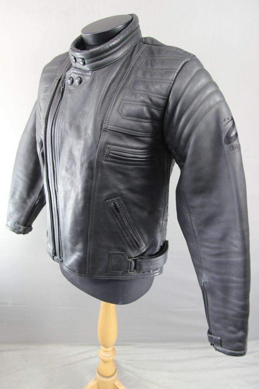 CLASSIC JUST BIKERS BLACK LEATHER BIKER JACKET 38 INCH