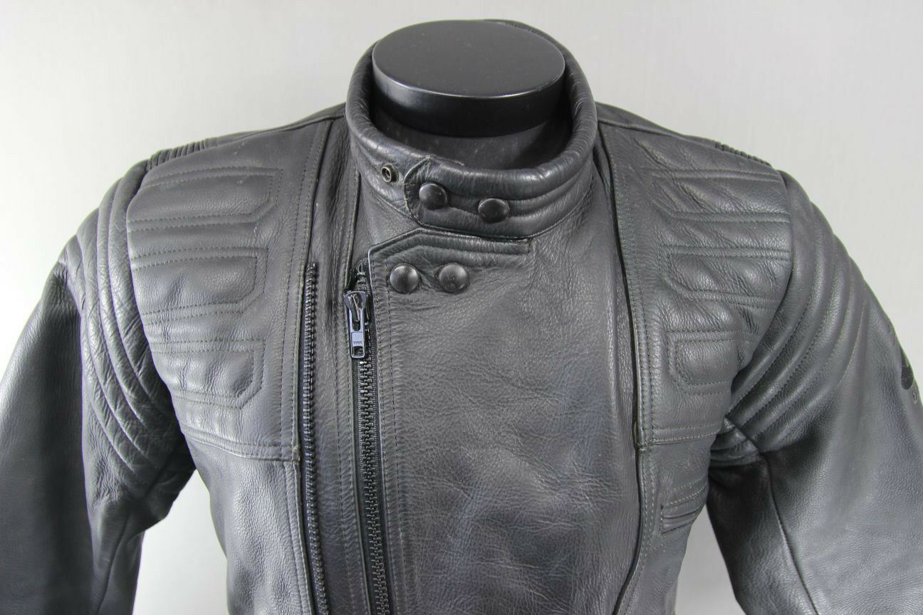 CLASSIC JUST BIKERS BLACK LEATHER BIKER JACKET 38 INCH