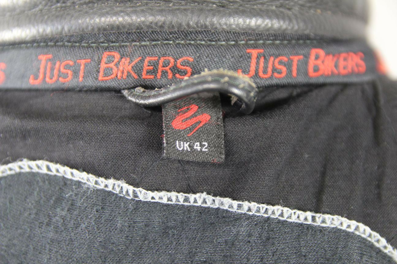 CLASSIC JUST BIKERS BLACK LEATHER BIKER JACKET 38 INCH