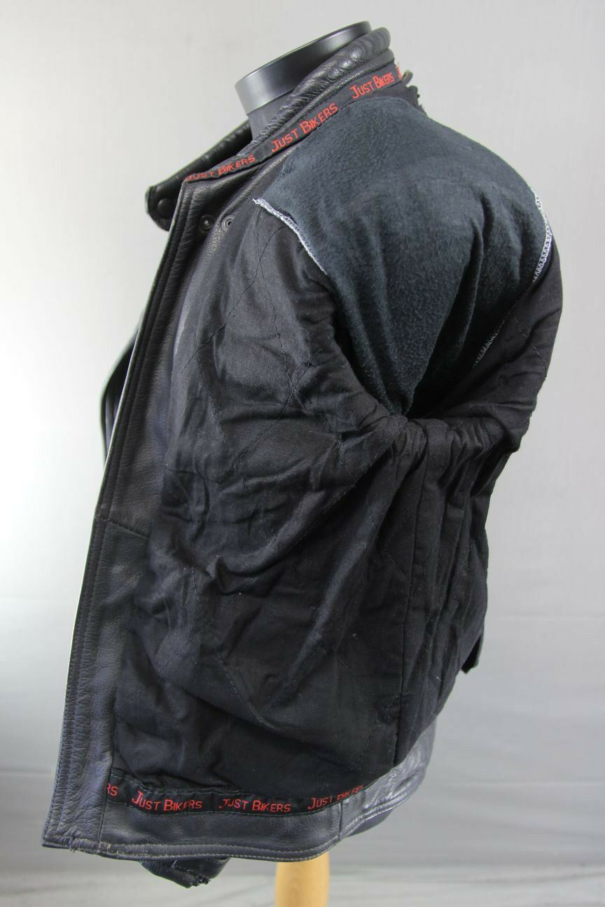 CLASSIC JUST BIKERS BLACK LEATHER BIKER JACKET 38 INCH