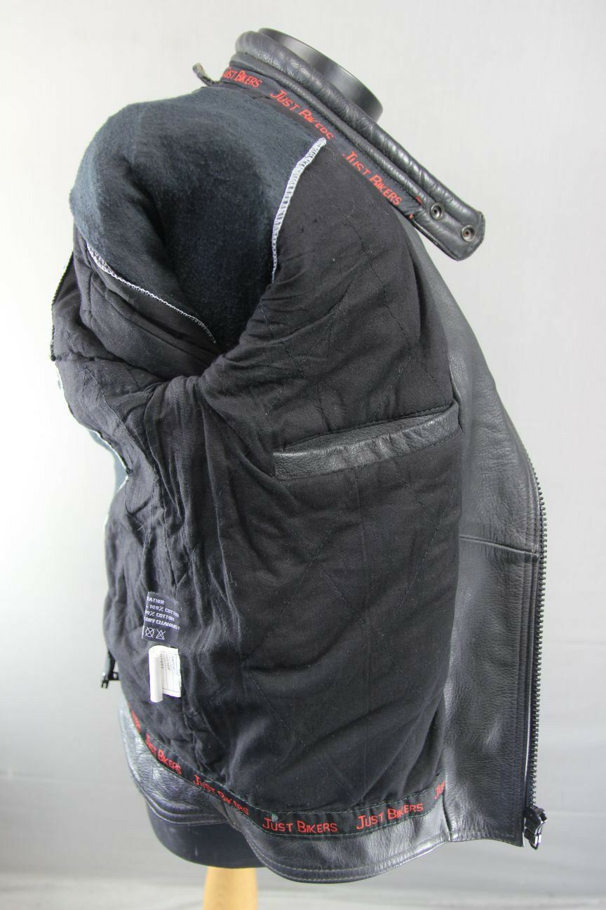 CLASSIC JUST BIKERS BLACK LEATHER BIKER JACKET 38 INCH