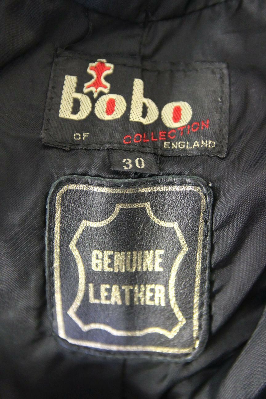 BOBO COLLECTION BLACK LEATHER BIKER TROUSERS: WAIST 30 INCH/INSIDE LEG 28 INCH