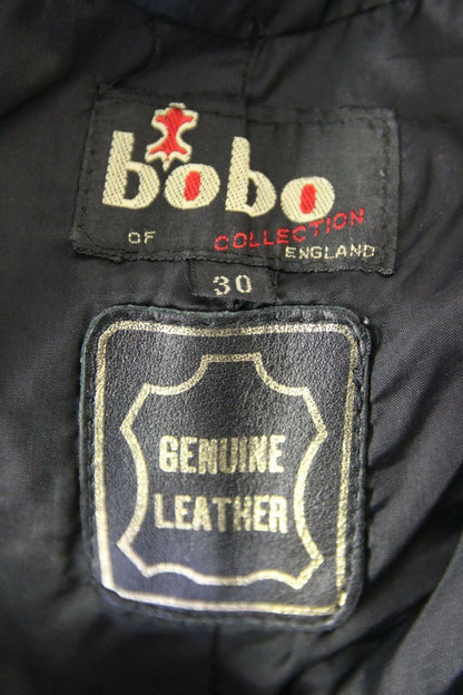 BOBO COLLECTION BLACK LEATHER BIKER TROUSERS: WAIST 30 INCH/INSIDE LEG 28 INCH