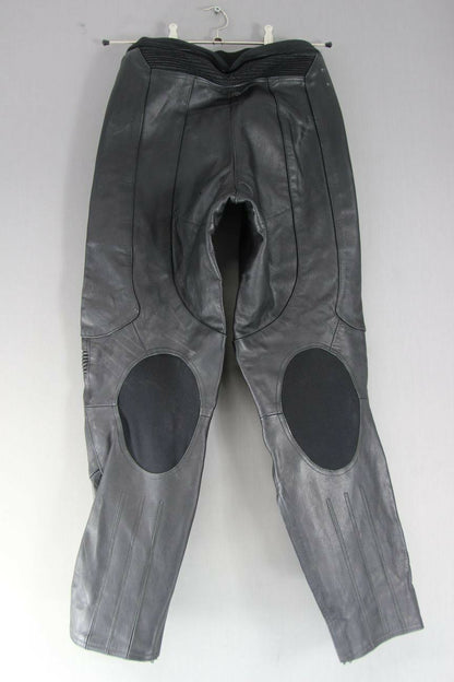 HEIN GERICKE LEATHER BIKER TROUSERS + CE ARMOUR SIZE 10: WAIST 28/INSIDE LEG 29"