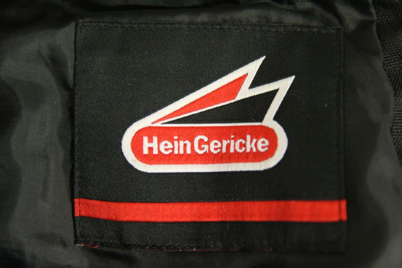 HEIN GERICKE LEATHER BIKER TROUSERS + CE ARMOUR SIZE 10: WAIST 28/INSIDE LEG 29"