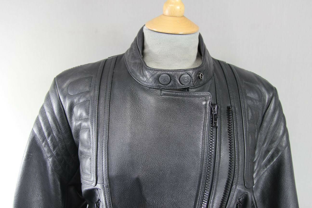 CLASSIC BLACK LEATHER RIDER BIKER JACKET SIZE 12/EUROPEAN SIZE 38