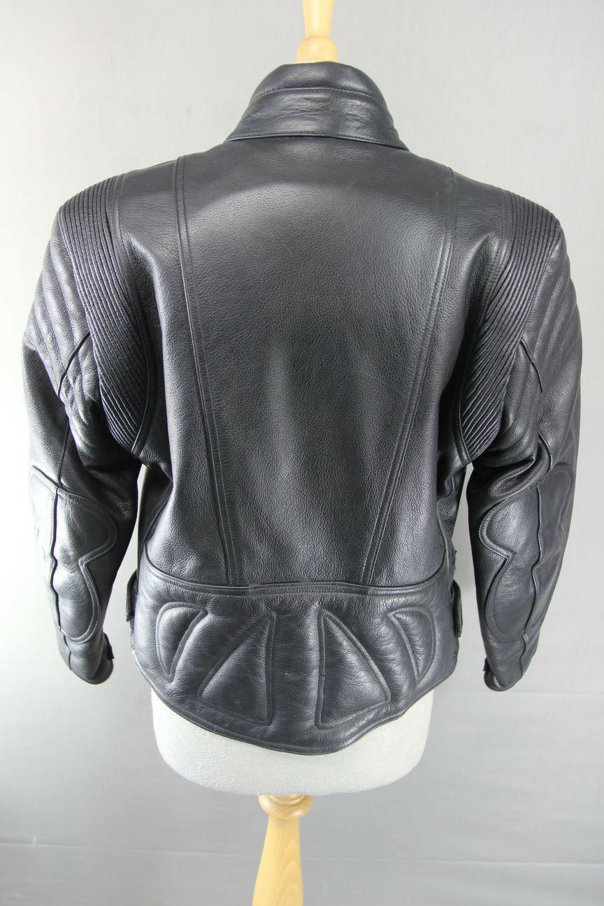 CLASSIC BLACK LEATHER RIDER BIKER JACKET SIZE 12/EUROPEAN SIZE 38