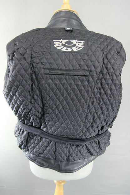 CLASSIC BLACK LEATHER RIDER BIKER JACKET SIZE 12/EUROPEAN SIZE 38