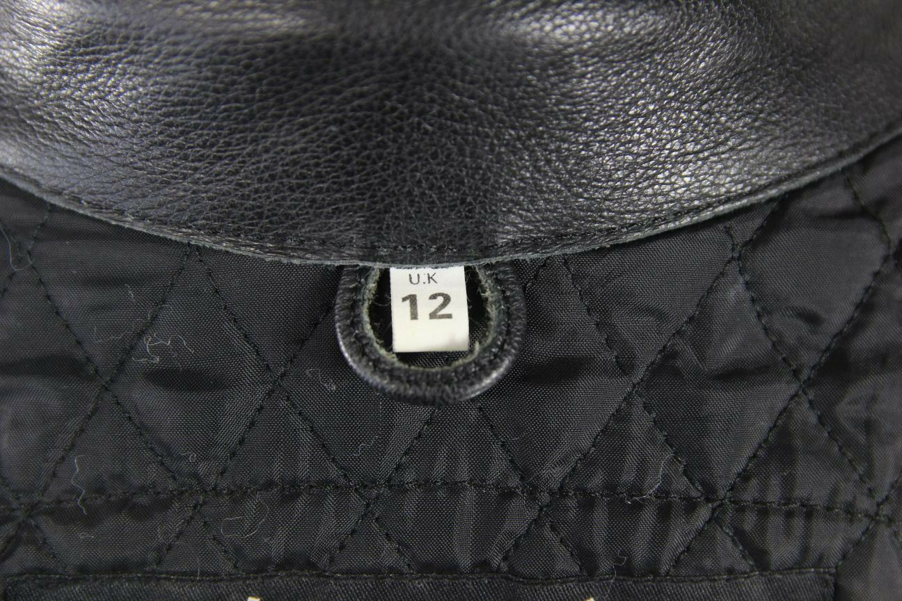 CLASSIC BLACK LEATHER RIDER BIKER JACKET SIZE 12/EUROPEAN SIZE 38