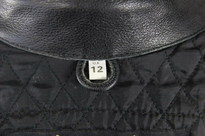 CLASSIC BLACK LEATHER RIDER BIKER JACKET SIZE 12/EUROPEAN SIZE 38