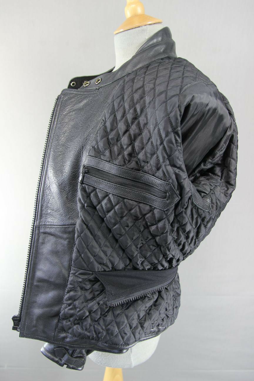 CLASSIC BLACK LEATHER RIDER BIKER JACKET SIZE 12/EUROPEAN SIZE 38