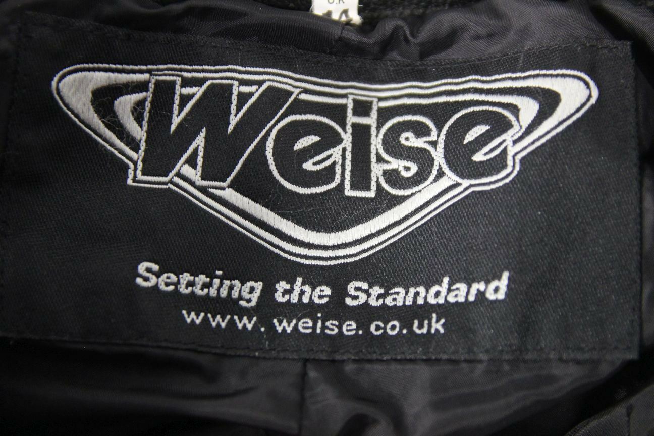 WEISE BLACK LEATHER BIKER TROUSERS SIZE 14: WAIST 30 INCH/INSIDE LEG 28.5 INCH