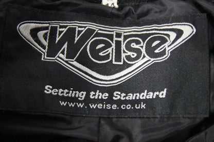 WEISE BLACK LEATHER BIKER TROUSERS SIZE 14: WAIST 30 INCH/INSIDE LEG 28.5 INCH