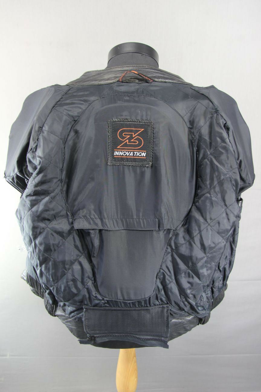 SWIFT INNOVATION BLACK, SILVER & GREEN LEATHER BIKER JACKET WITH ARMOUR 42 INCH