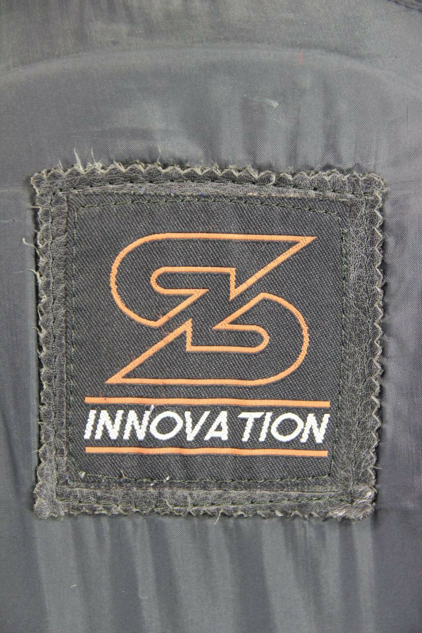 SWIFT INNOVATION BLACK, SILVER & GREEN LEATHER BIKER JACKET WITH ARMOUR 42 INCH