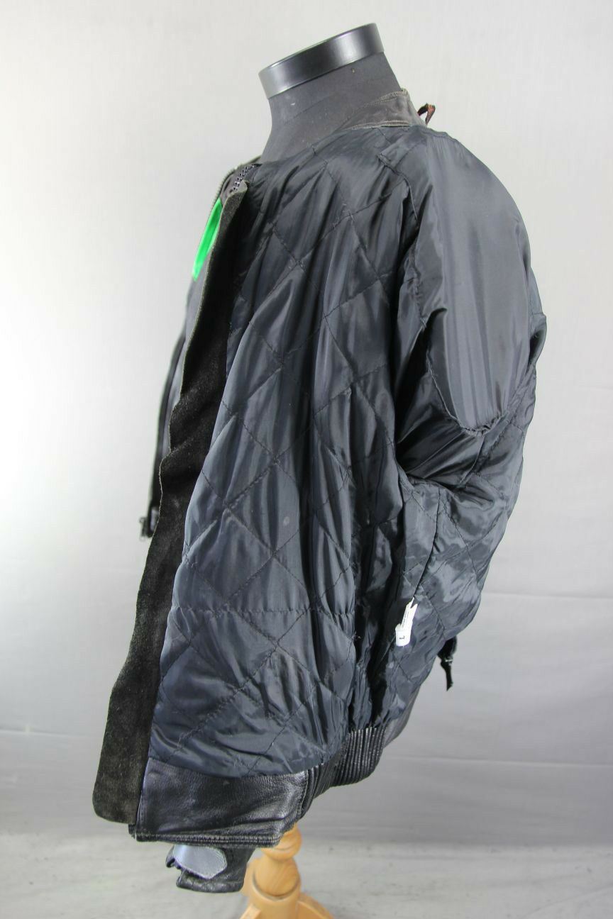 SWIFT INNOVATION BLACK, SILVER & GREEN LEATHER BIKER JACKET WITH ARMOUR 42 INCH