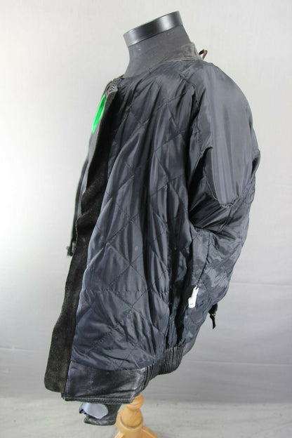 SWIFT INNOVATION BLACK, SILVER & GREEN LEATHER BIKER JACKET WITH ARMOUR 42 INCH