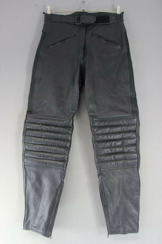 BLACK DYNAMIC LEATHERS COWHIDE BIKER TROUSERS SIZE 14: WAIST 30"/INSIDE LEG 30"