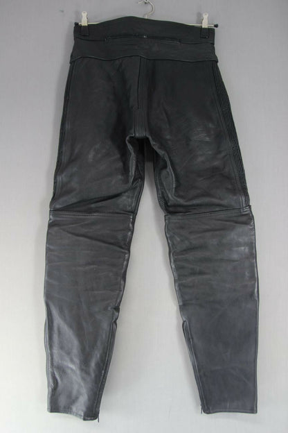 BLACK DYNAMIC LEATHERS COWHIDE BIKER TROUSERS SIZE 14: WAIST 30"/INSIDE LEG 30"