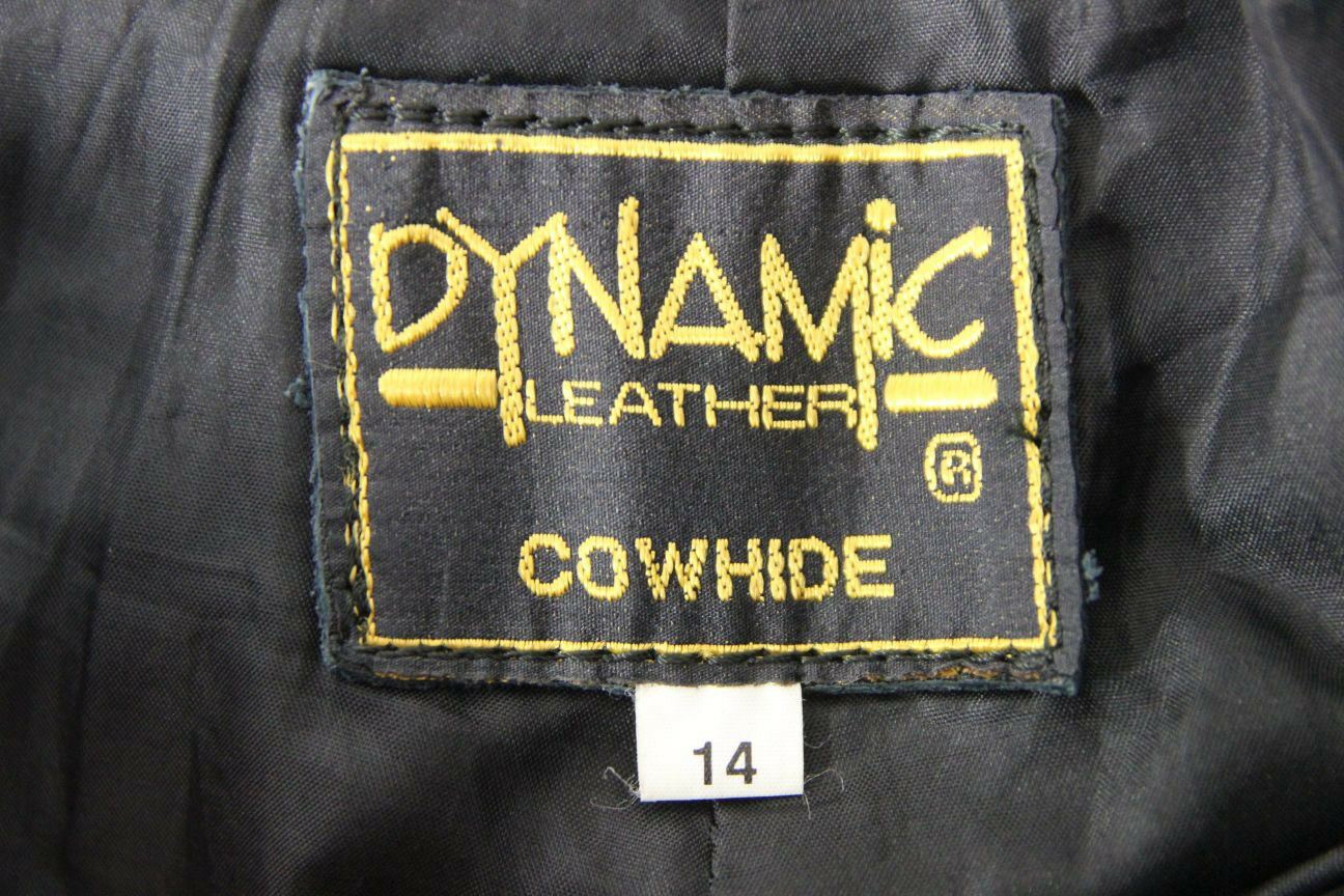 BLACK DYNAMIC LEATHERS COWHIDE BIKER TROUSERS SIZE 14: WAIST 30"/INSIDE LEG 30"