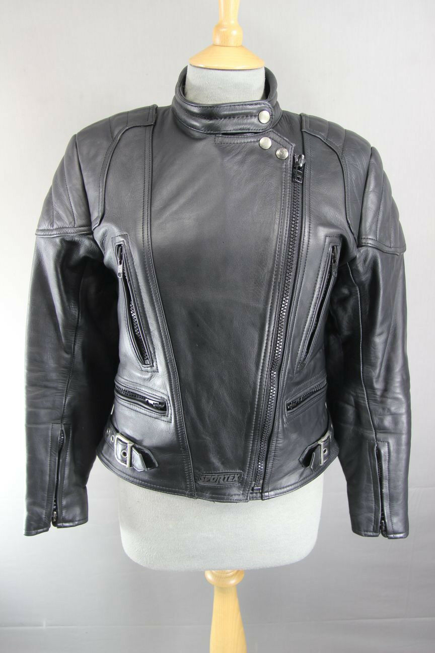 SUPERB QUALITY BLACK LEATHER SPORTEX A5 BIKER JACKET: SIZE 12