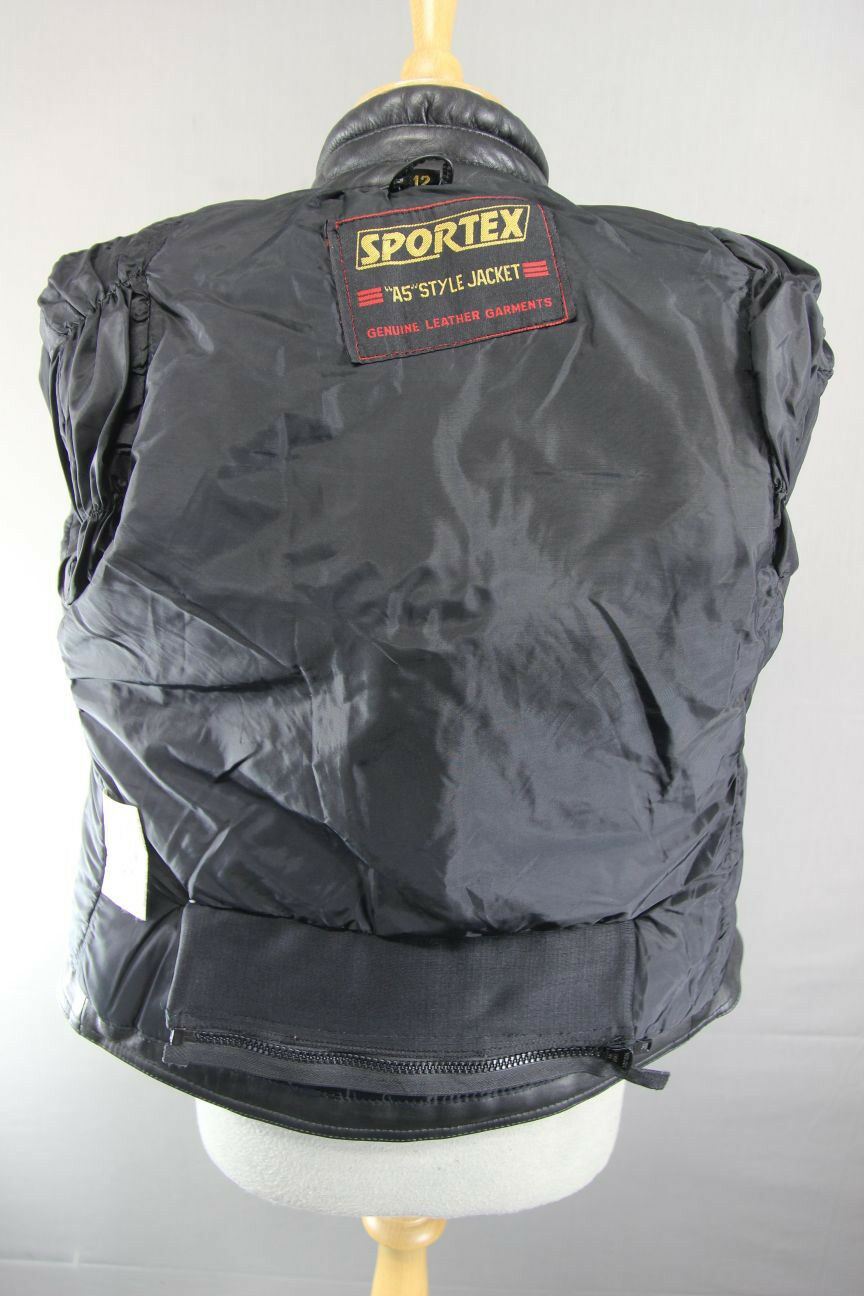 SUPERB QUALITY BLACK LEATHER SPORTEX A5 BIKER JACKET: SIZE 12