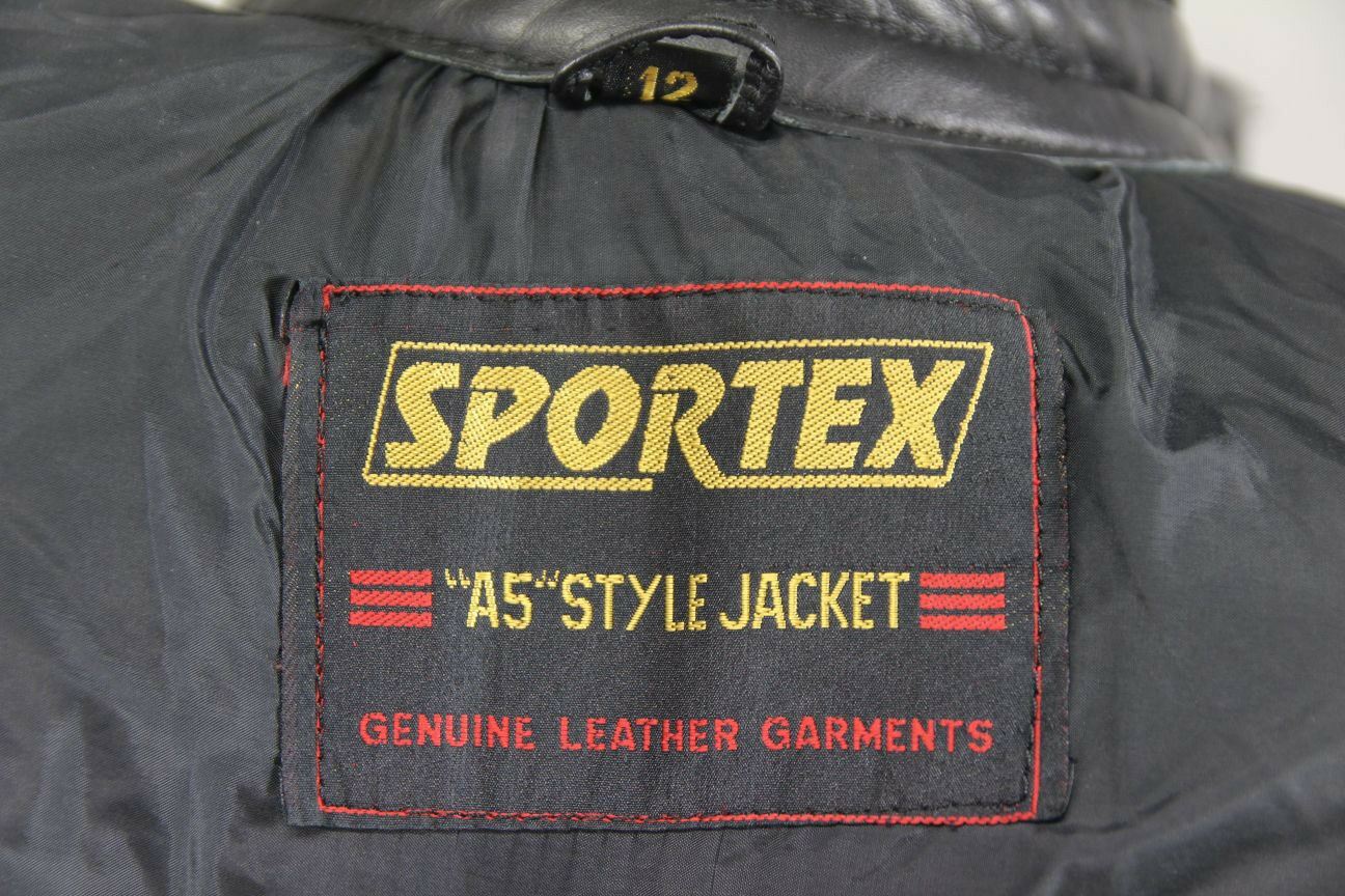 SUPERB QUALITY BLACK LEATHER SPORTEX A5 BIKER JACKET: SIZE 12