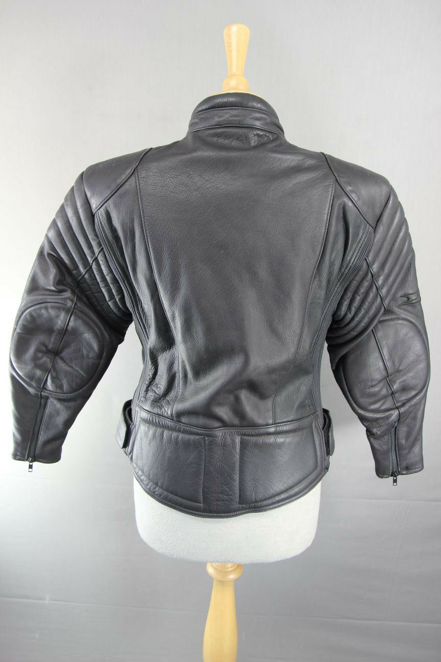 CLASSIC BLACK LEATHER BIKO BIKER JACKET: SIZE 12