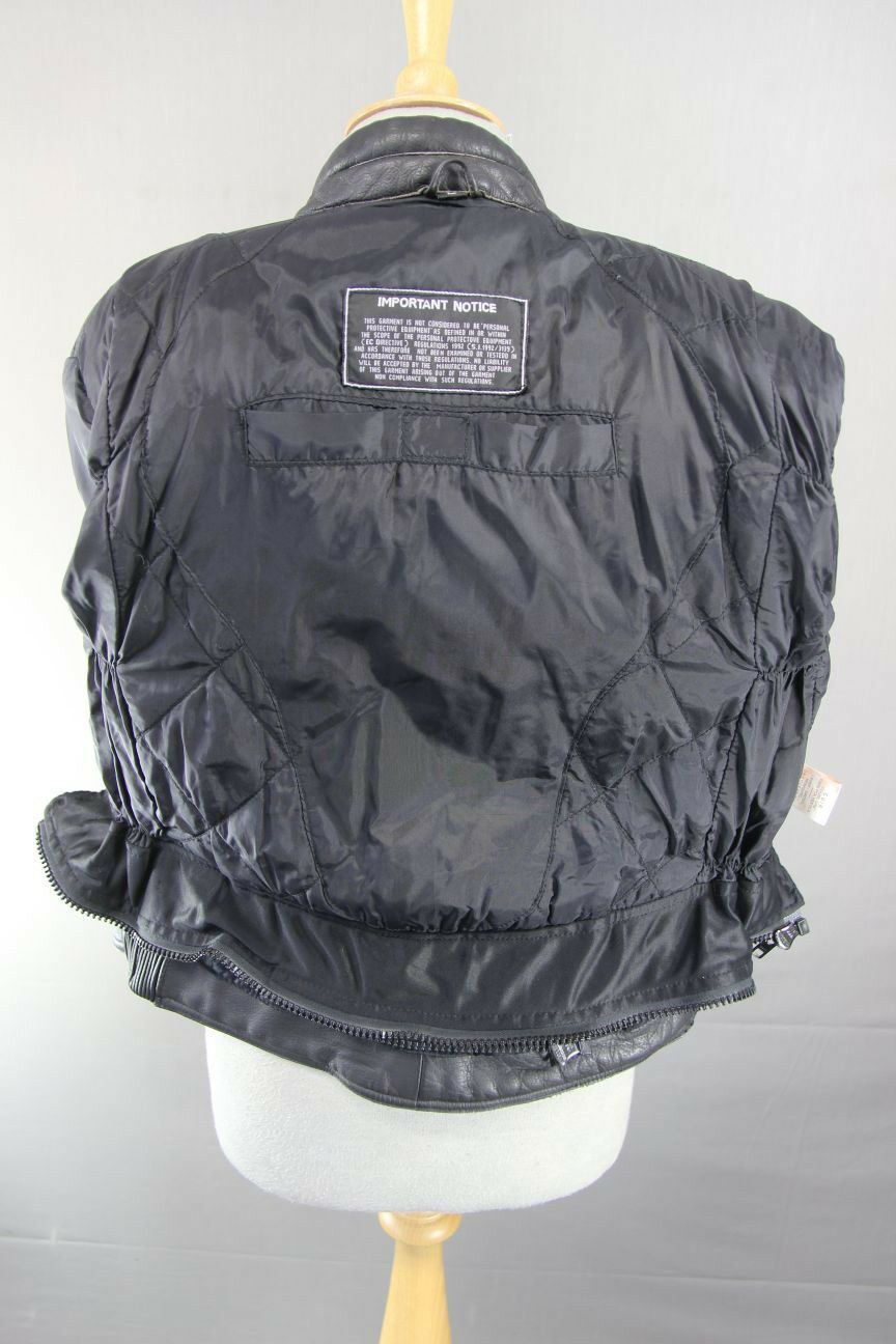 CLASSIC BLACK LEATHER BIKO BIKER JACKET: SIZE 12