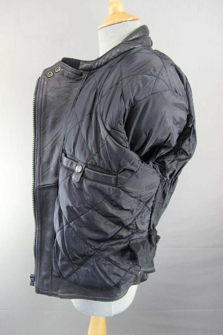 CLASSIC BLACK LEATHER BIKO BIKER JACKET: SIZE 12