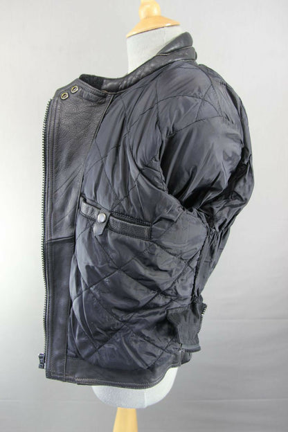 CLASSIC BLACK LEATHER BIKO BIKER JACKET: SIZE 12