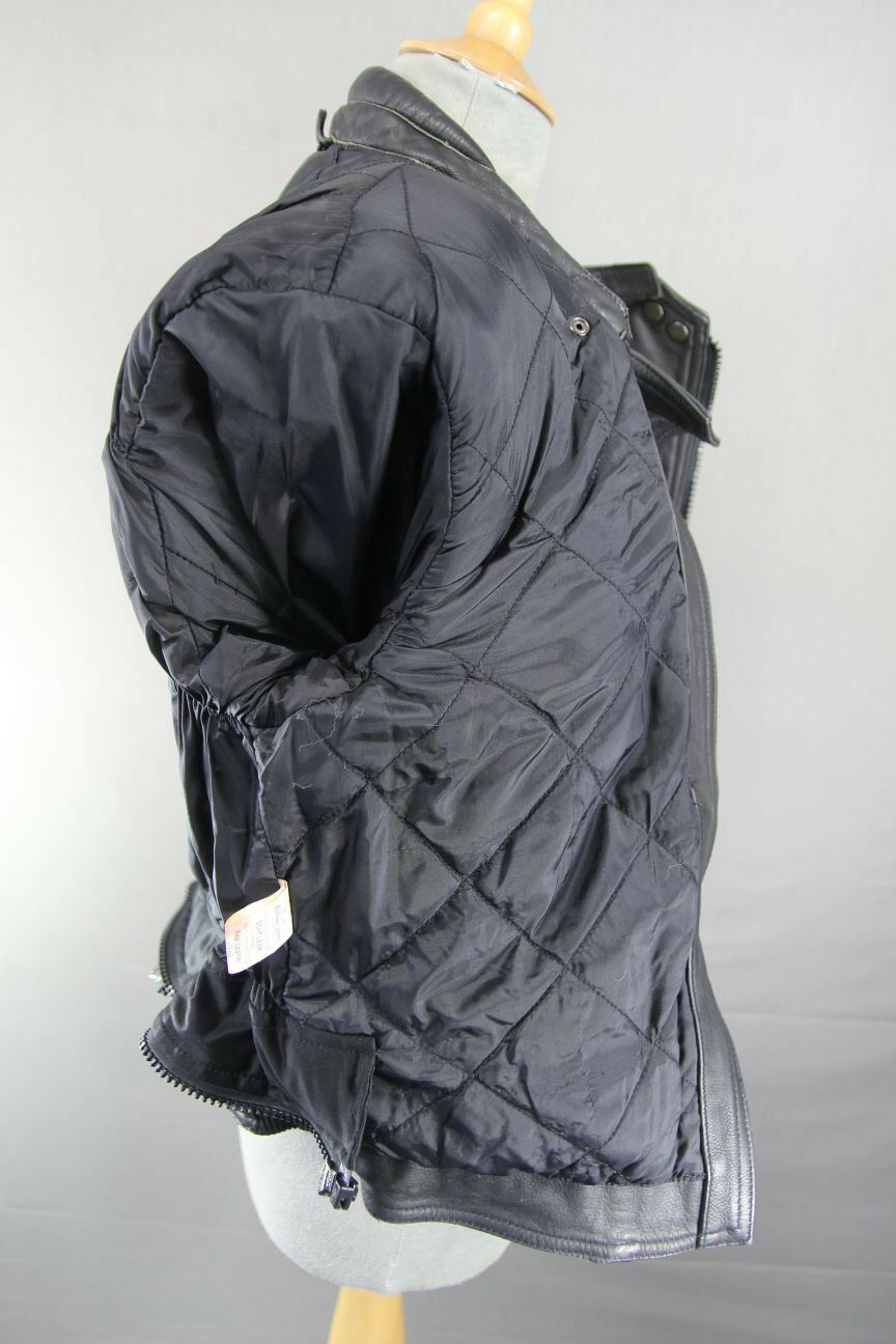 CLASSIC BLACK LEATHER BIKO BIKER JACKET: SIZE 12
