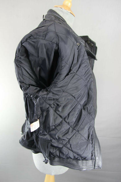 CLASSIC BLACK LEATHER BIKO BIKER JACKET: SIZE 12