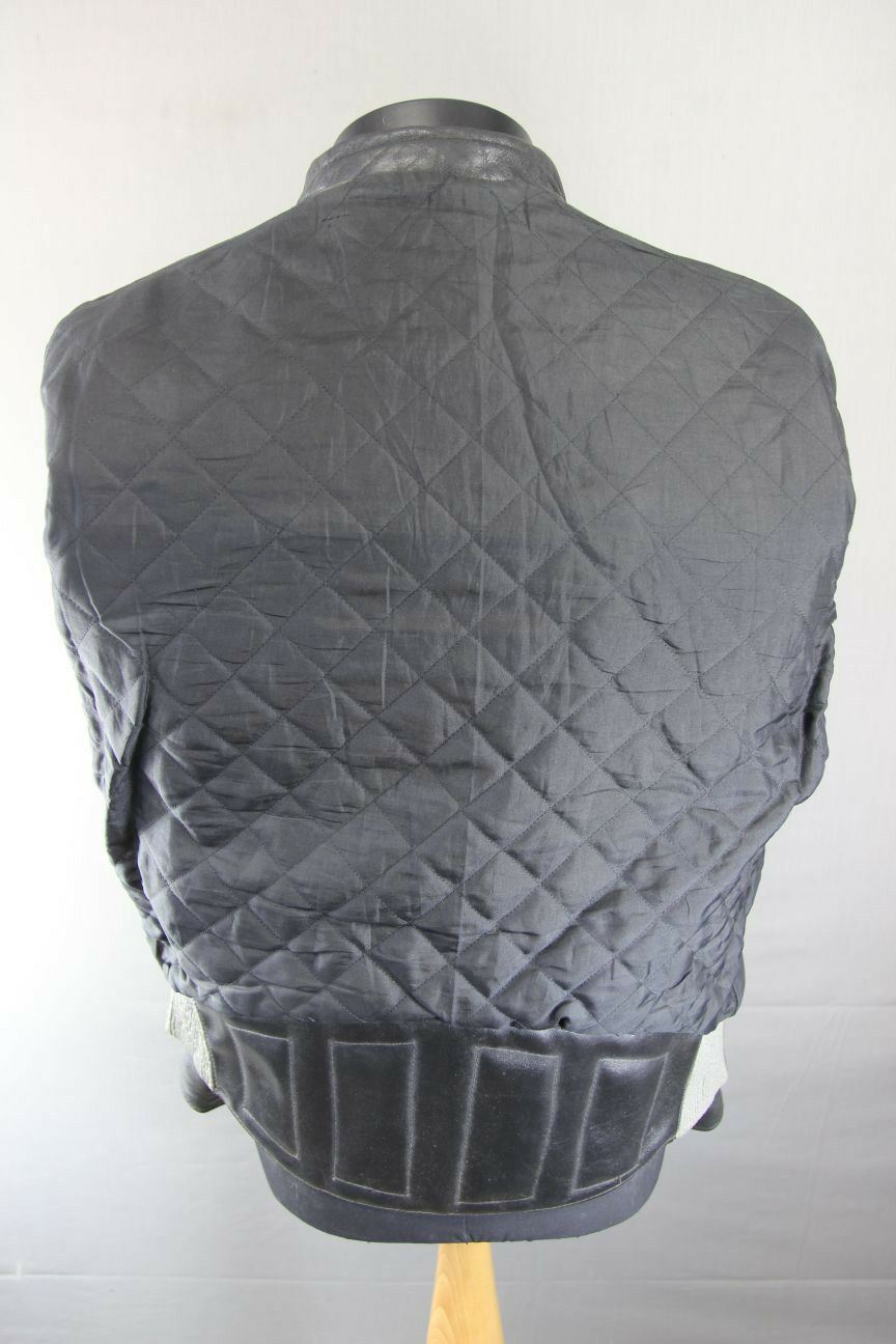 CLASSIC VINTAGE BLACK & GREY LEATHER BIKER JACKET 38 INCH
