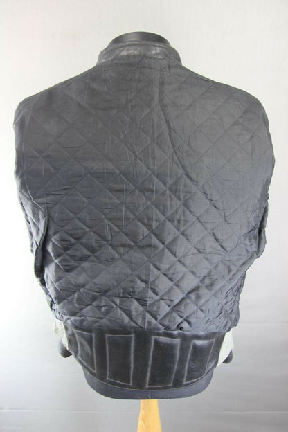 CLASSIC VINTAGE BLACK & GREY LEATHER BIKER JACKET 38 INCH