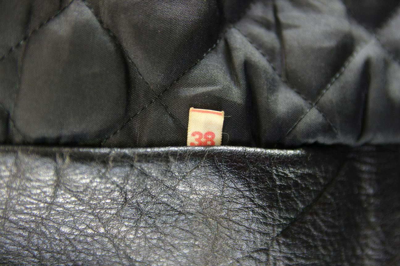 CLASSIC VINTAGE BLACK & GREY LEATHER BIKER JACKET 38 INCH