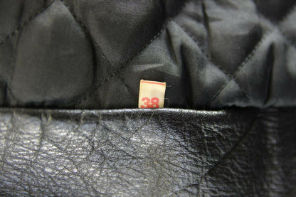 CLASSIC VINTAGE BLACK & GREY LEATHER BIKER JACKET 38 INCH