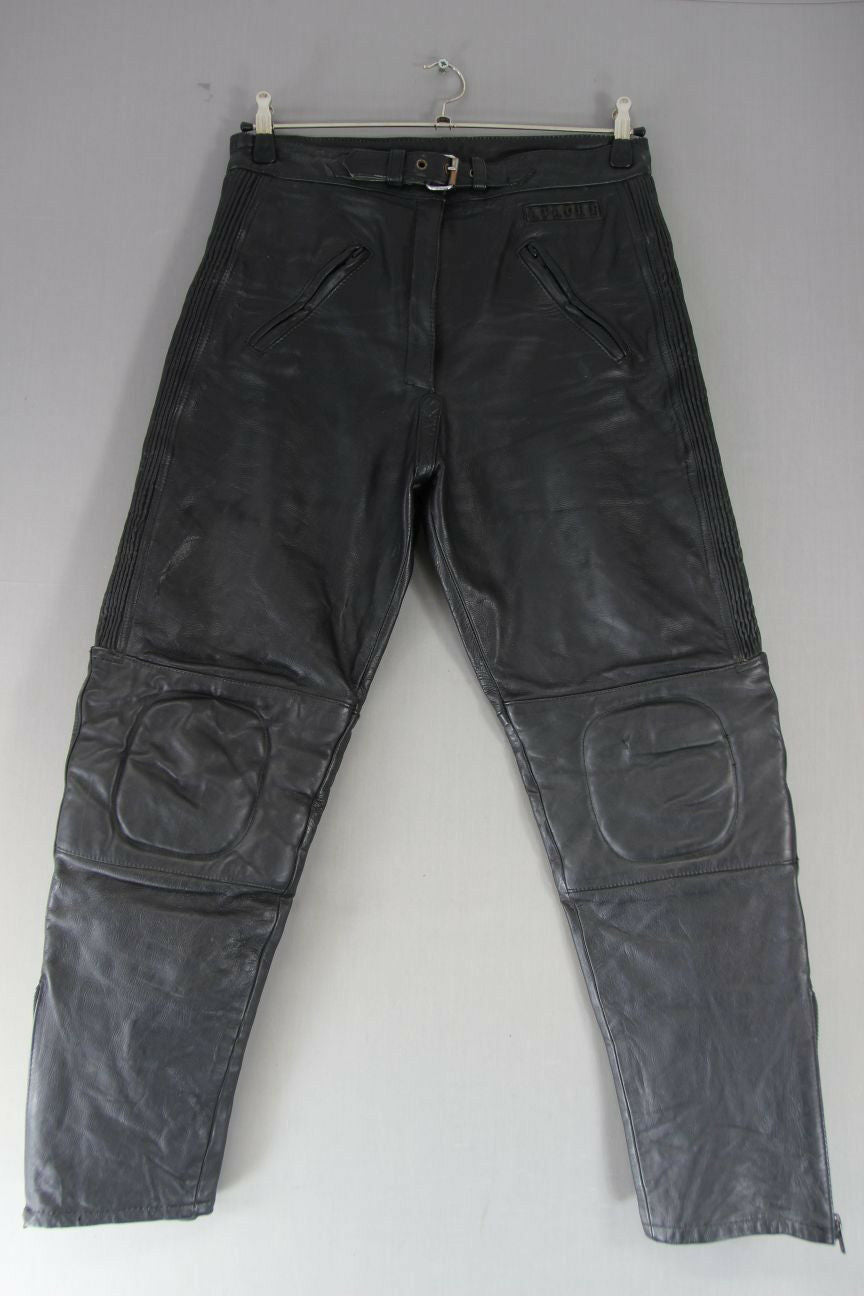 APACHE LEATHERS BLACK BIKER TROUSERS SIZE 16: WAIST 32 INCH/INSIDE LEG 28 INCH
