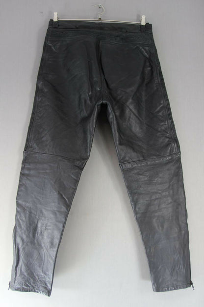APACHE LEATHERS BLACK BIKER TROUSERS SIZE 16: WAIST 32 INCH/INSIDE LEG 28 INCH
