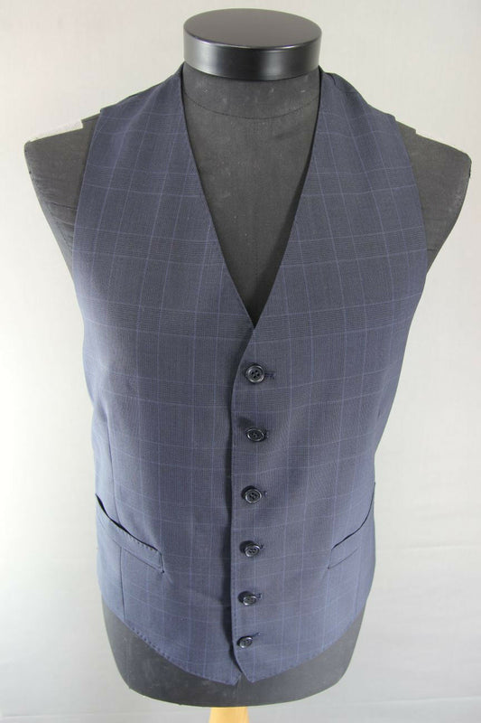 BRAND NEW GARETH SOUTHGATE ENGLAND STYLE BLUE CHECKED PURE WOOL WAISTCOAT 40-44"