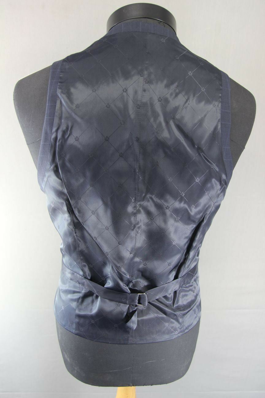 BRAND NEW GARETH SOUTHGATE ENGLAND STYLE BLUE CHECKED PURE WOOL WAISTCOAT 40-44"