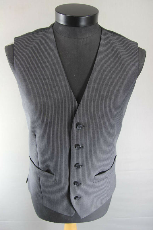 BRAND NEW GARETH SOUTHGATE ENGLAND STYLE WOOL RICH BLACK PINSTRIPE WAISTCOAT 40"