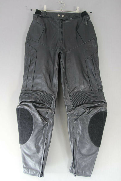 REVENGER BLACK LEATHER BIKER TROUSERS WITH PROTECTORS WAIST 28IN/INSIDE LEG 30IN
