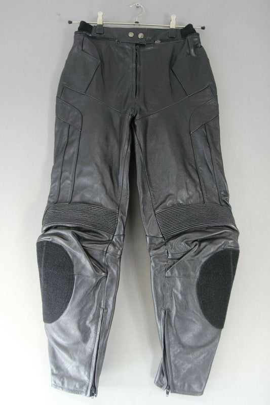 REVENGER BLACK LEATHER BIKER TROUSERS WITH PROTECTORS WAIST 28IN/INSIDE LEG 30IN
