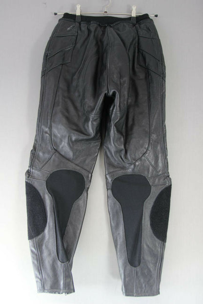 REVENGER BLACK LEATHER BIKER TROUSERS WITH PROTECTORS WAIST 28IN/INSIDE LEG 30IN