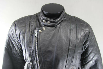 CLASSIC BLACK COWHIDE LEATHER AKASO BIKER JACKET 42 INCH