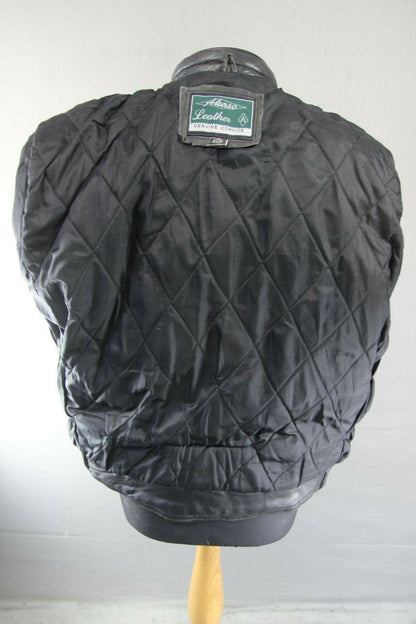 CLASSIC BLACK COWHIDE LEATHER AKASO BIKER JACKET 42 INCH