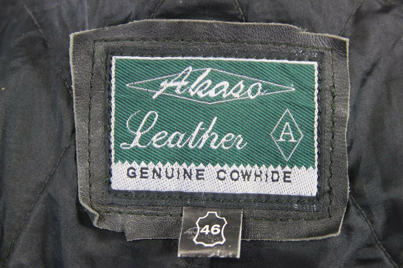 CLASSIC BLACK COWHIDE LEATHER AKASO BIKER JACKET 42 INCH
